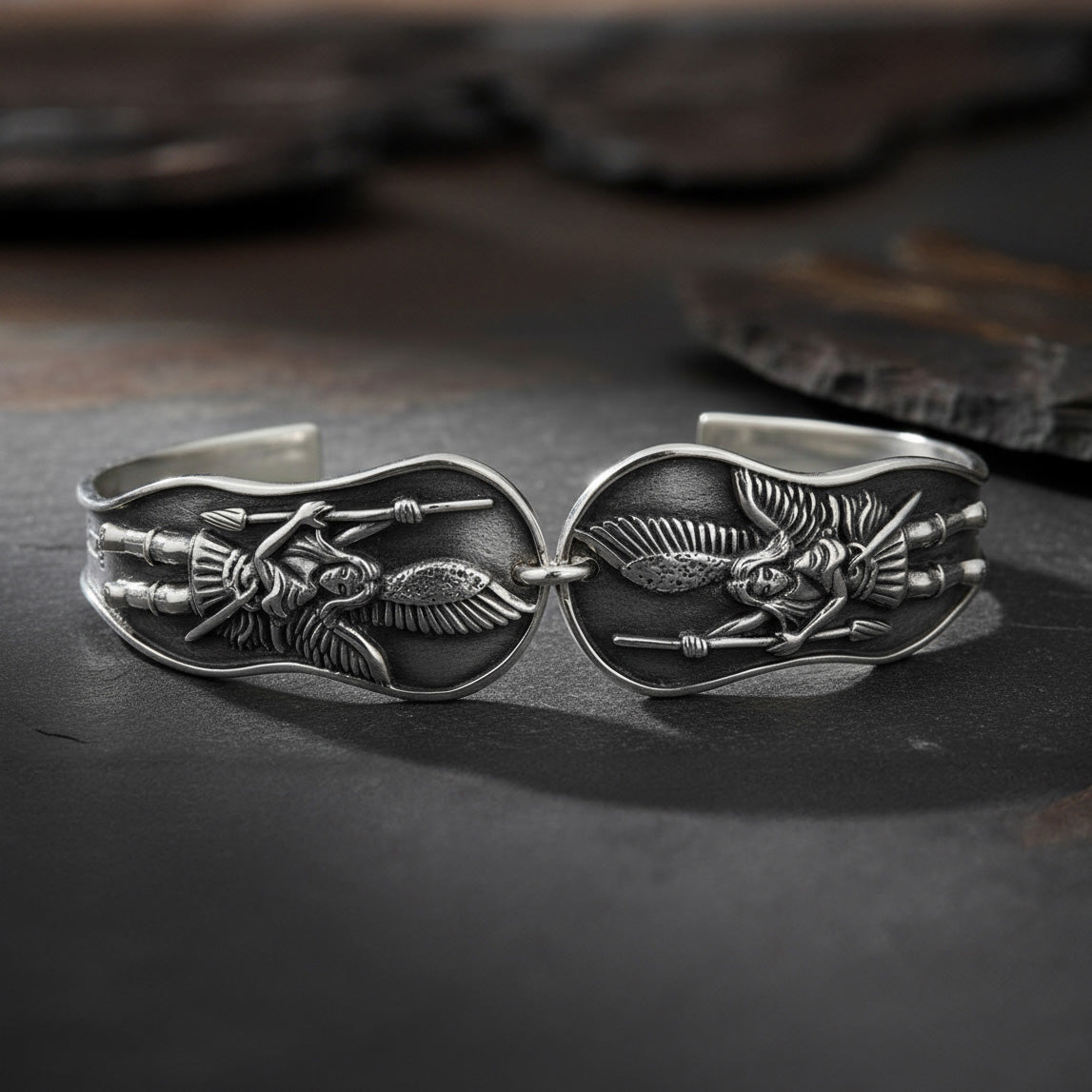 Archangel Michael Sterling Silver Cuff Bracelet