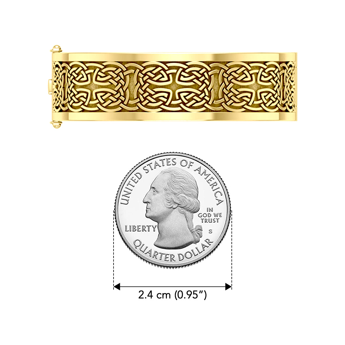 Large Solid Yellow Gold Elegance Solid Celtic Knot Bangle with open lock GBA213