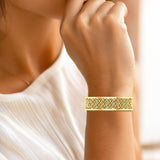 Large Solid Yellow Gold Solid Celtic Knot Bangle with open lock GBA215