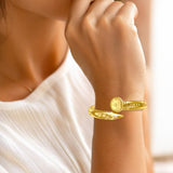 Sigil of the Archangel Michael Solid Yellow Gold Cuff Bracelet GBA280