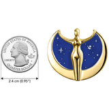 Oberon Zell Astra Star Goddess Solid Yellow Gold Brooch Pin with Enamel GBC150