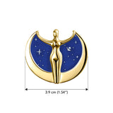 Oberon Zell Astra Star Goddess Solid Yellow Gold Brooch Pin with Enamel GBC150