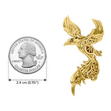 Steampunk Celtic Phoenix Solid Yellow Gold Brooch GBC162