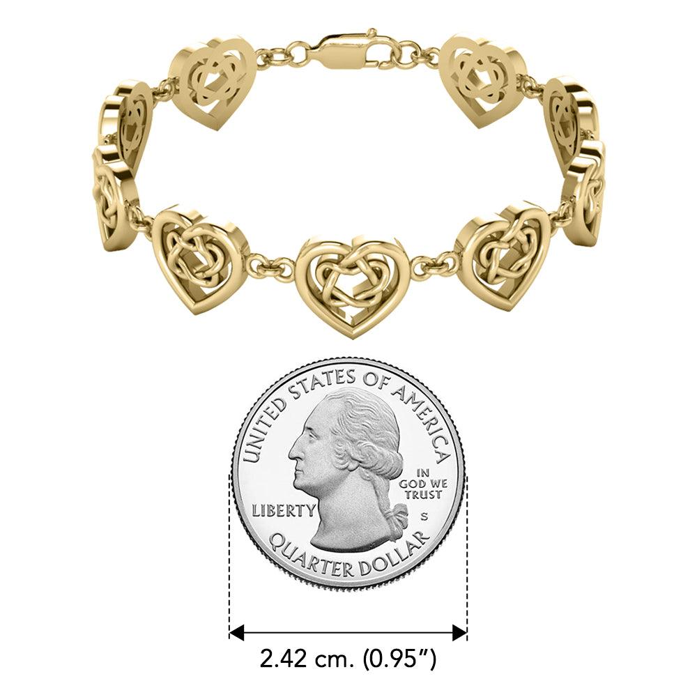 Celtic Knotwork and Hearts 14 Karat Solid Gold Bracelet GTBG737 - Jewelry