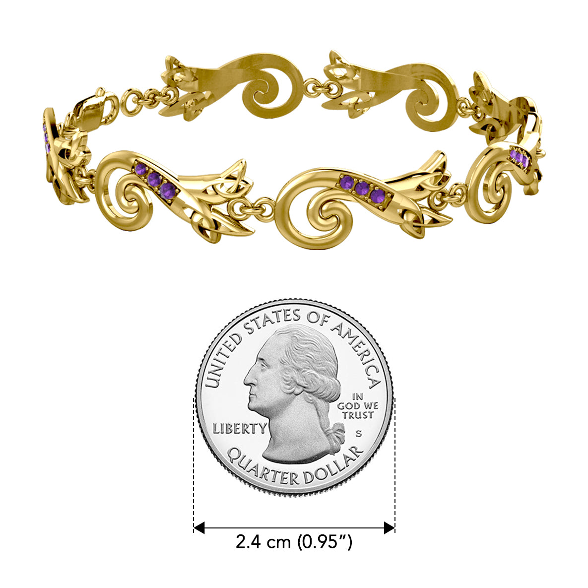 A Quest to life never ending journey Modern Celtic Triskele Solid Yellow Gold Bracelet GBL123