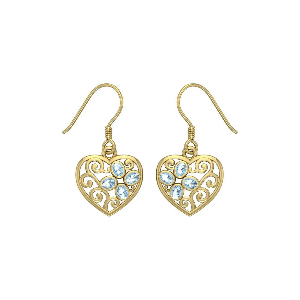 Flower in Heart Shape Solid Gold Earrings GER1238