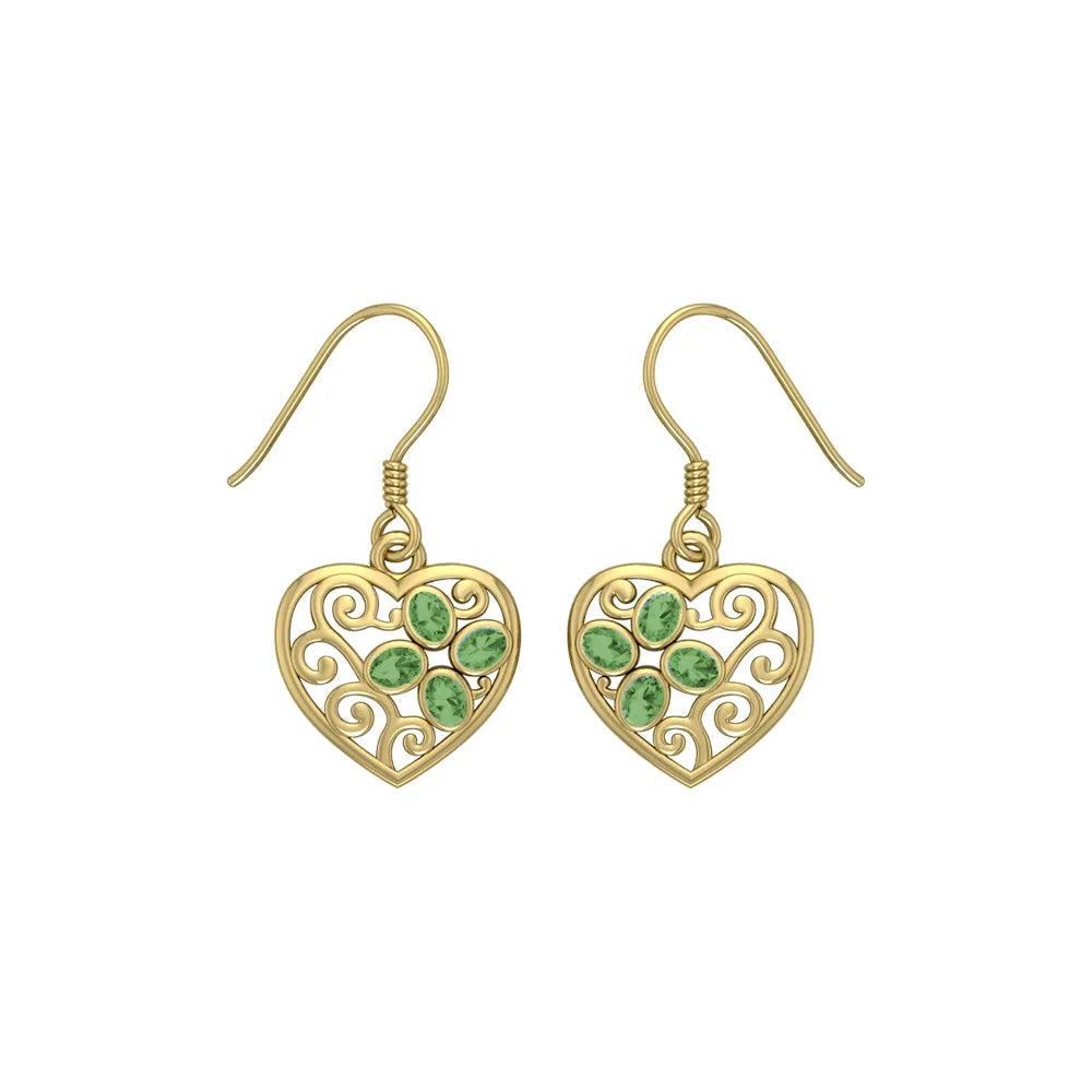 Flower in Heart Shape Solid Gold Earrings GER1238