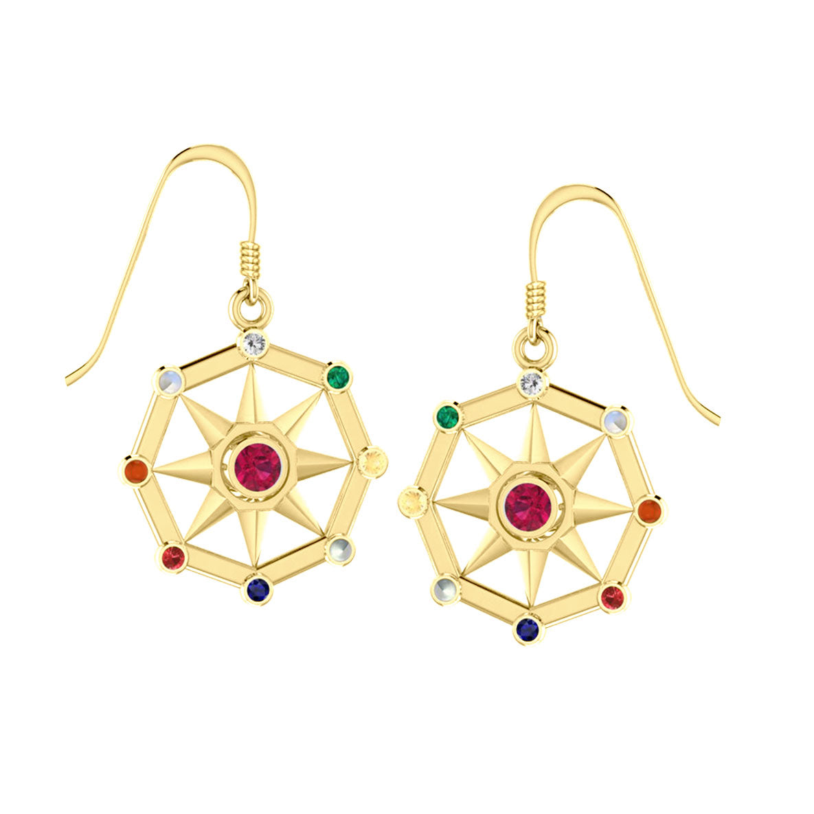 Surya Sun Vedic Energies Solid Yellow Gold Earrings GER1341