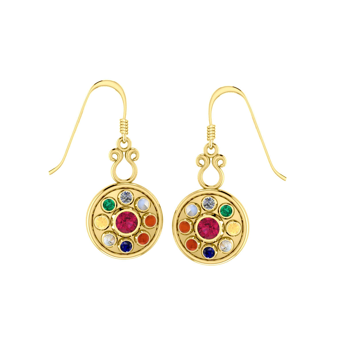 Ketu Moon's South Node Solid Yellow Gold Earrings GER1342