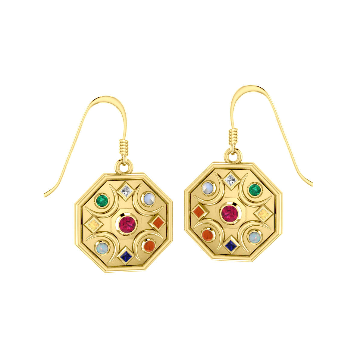 Chandra Moon Solid Gold Earrings With Gemstone GER1343