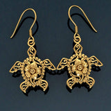 Sea Turtle Filigree Hook Earrings in 14k Gold GER1706 - Jewelry