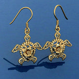 Sea Turtle Filigree Hook Earrings in 14k Gold GER1706 - Jewelry