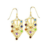Kabbalah with Chakra Gemstone Solid Gold Earrings GER1717