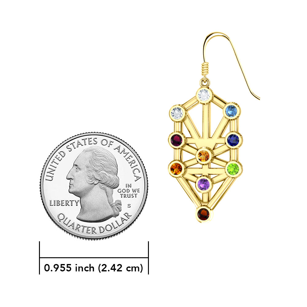 Kabbalah with Chakra Gemstone Solid Gold Earrings GER1717