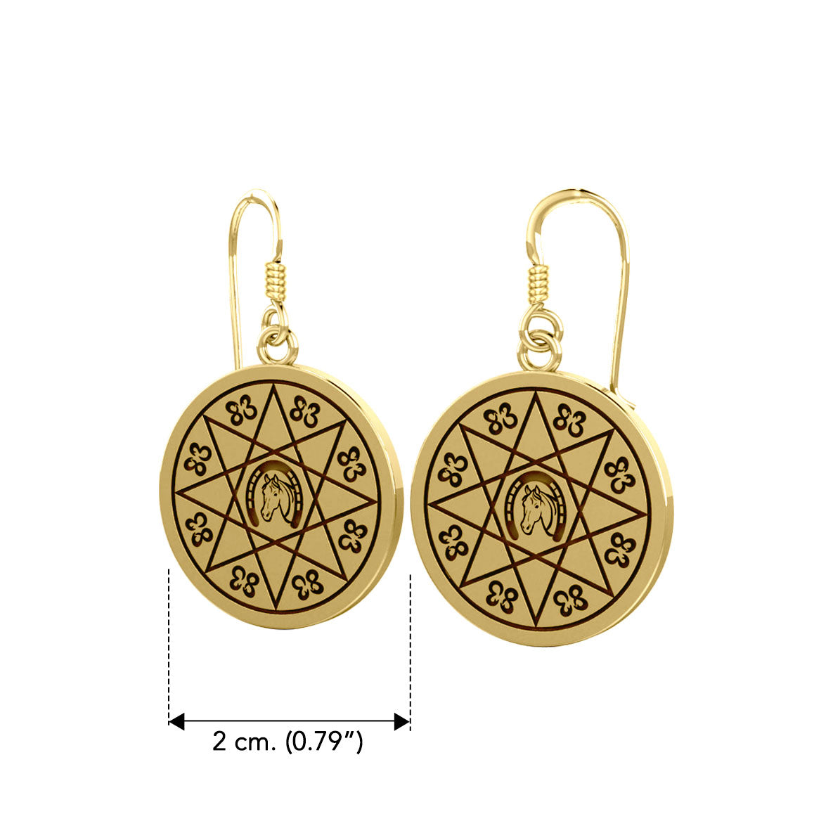 Horseshoe with Lucky Number Snake Solid Gold Earrings GER1724