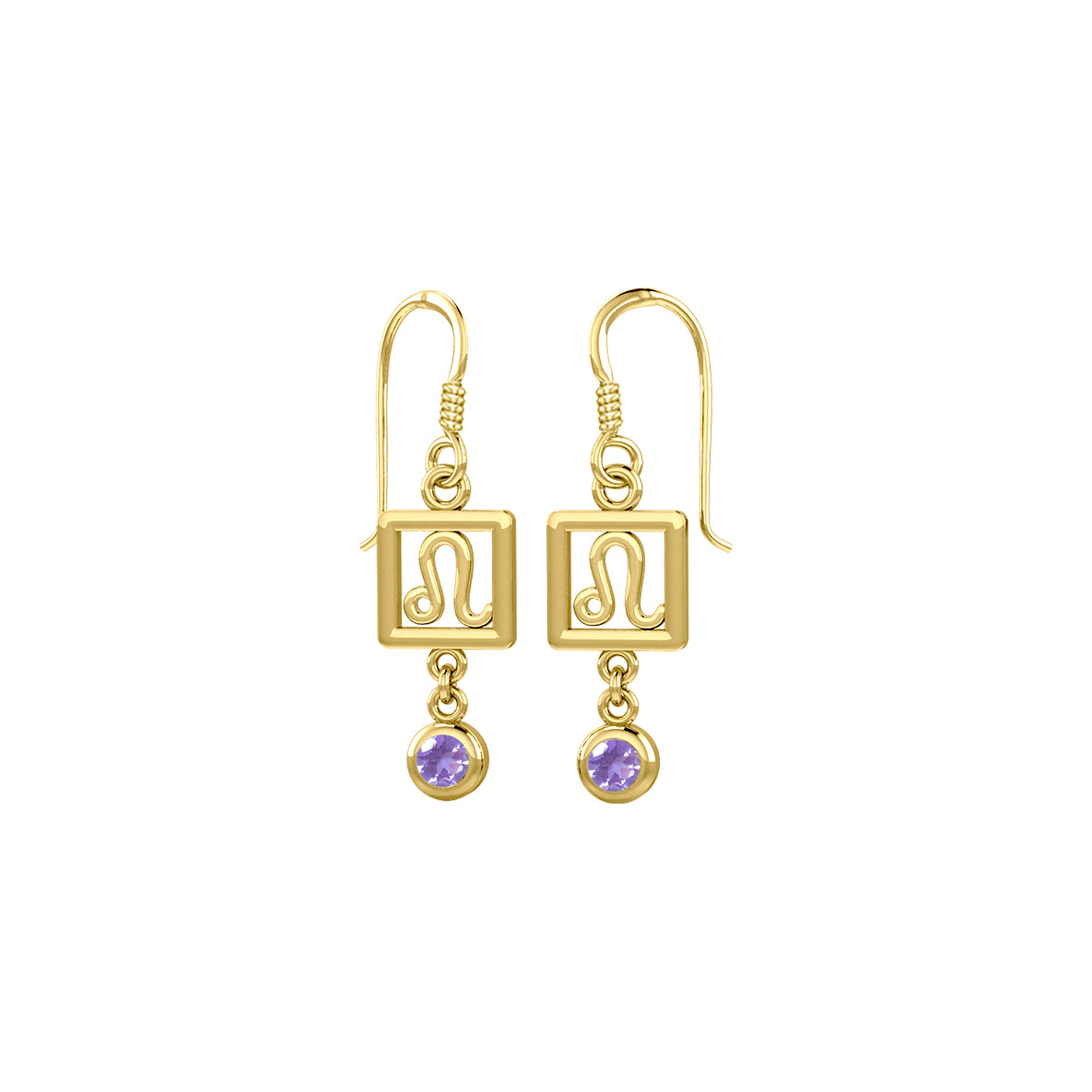 Leo Zodiac Sign Solid Gold Earrings with Gemstone GER1773