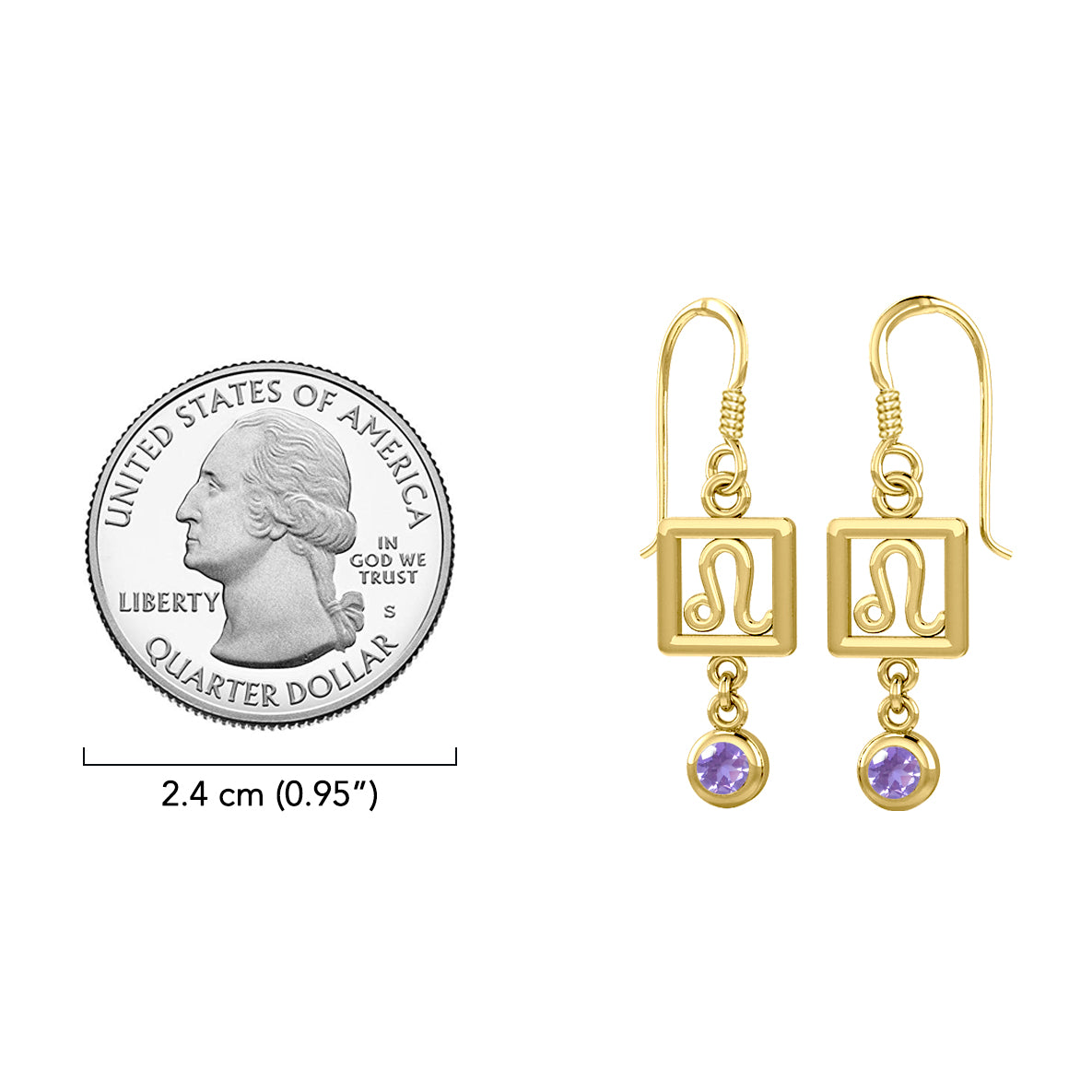 Leo Zodiac Sign Solid Gold Earrings with Gemstone GER1773