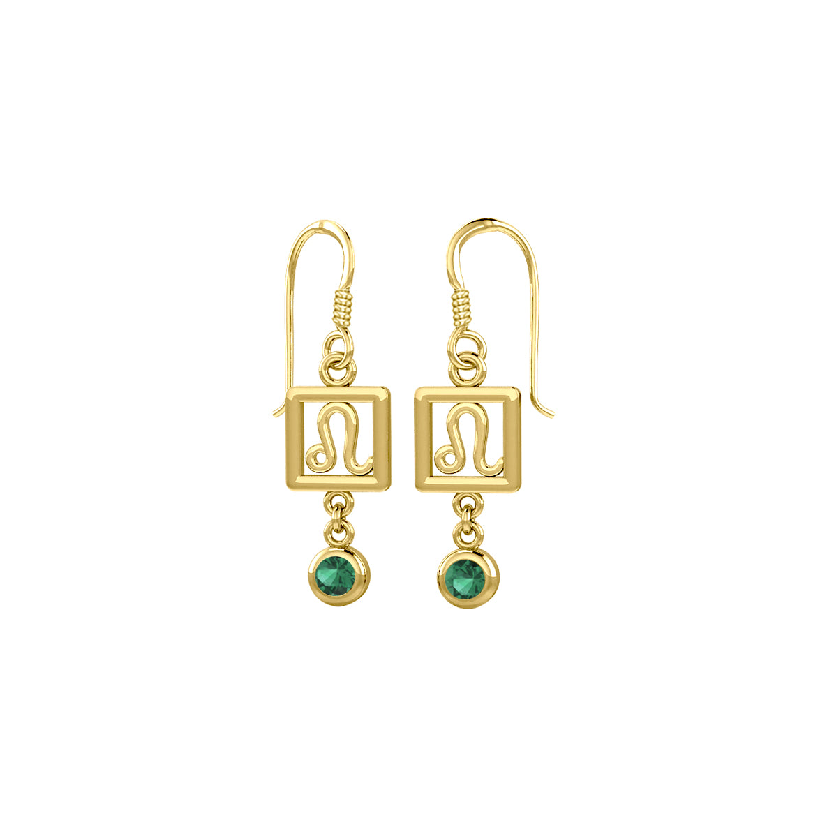 Leo Zodiac Sign Solid Gold Earrings with Gemstone GER1773