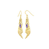 Celtic Knot Angel Wing Solid Yellow Gold Earrings with Marquise Gemstone GER1928