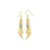 Celtic Knot Angel Wing Solid Yellow Gold Earrings with Marquise Gemstone GER1928