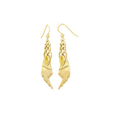 Celtic Knot Angel Wing Solid Yellow Gold Earrings with Marquise Gemstone GER1928