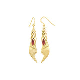 Celtic Knot Angel Wing Solid Yellow Gold Earrings with Marquise Gemstone GER1928