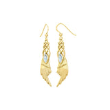 Celtic Knot Angel Wing Solid Yellow Gold Earrings with Marquise Gemstone GER1928