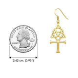 Triquetra and Ankh Solid Yellow Gold Earrings GER1952 - Jewelry