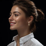 Solid Gold Ankh Post Dangling Earrings with Gemstone GER2190 - Jewelry