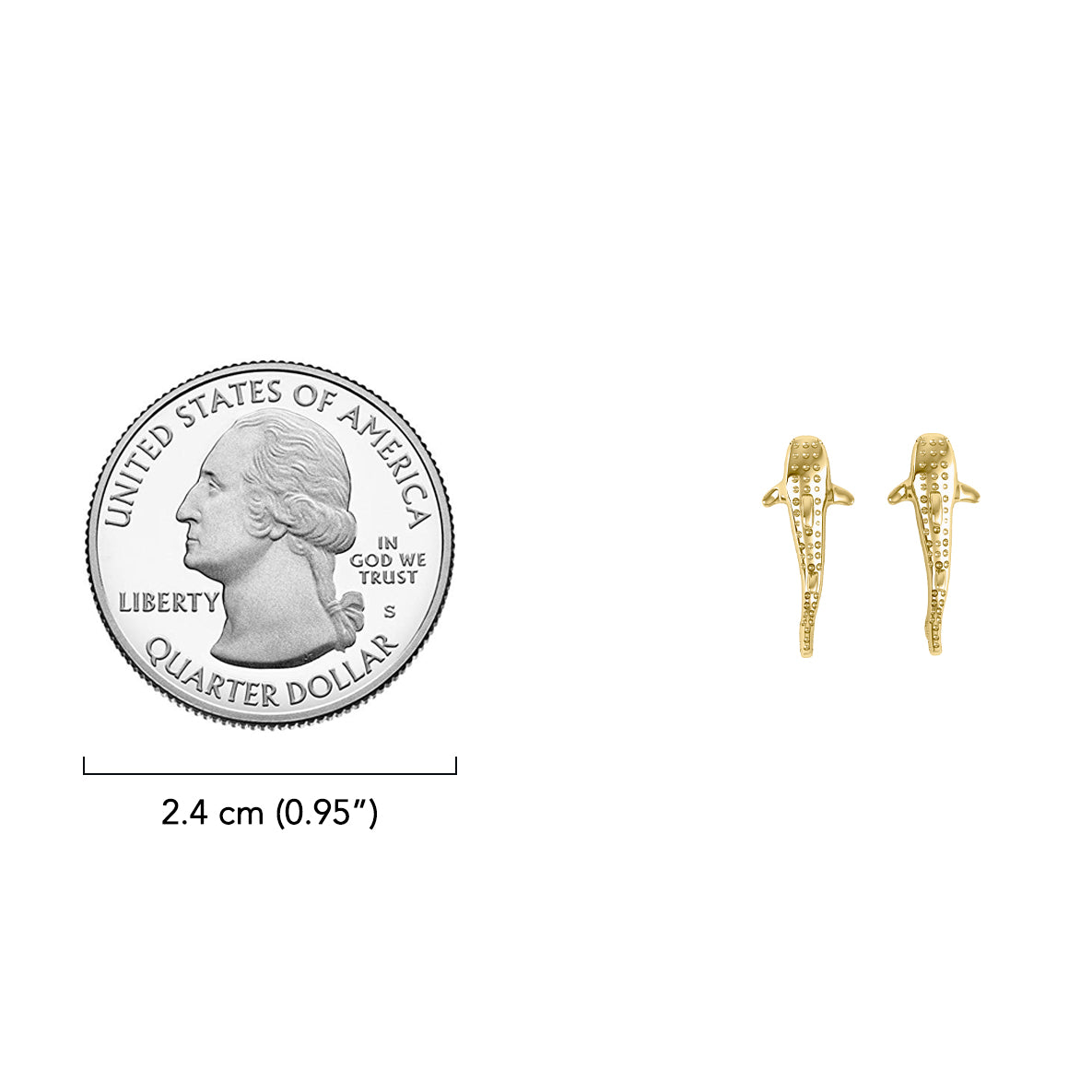 Whale Shark Solid Gold Post Earrings GER2213