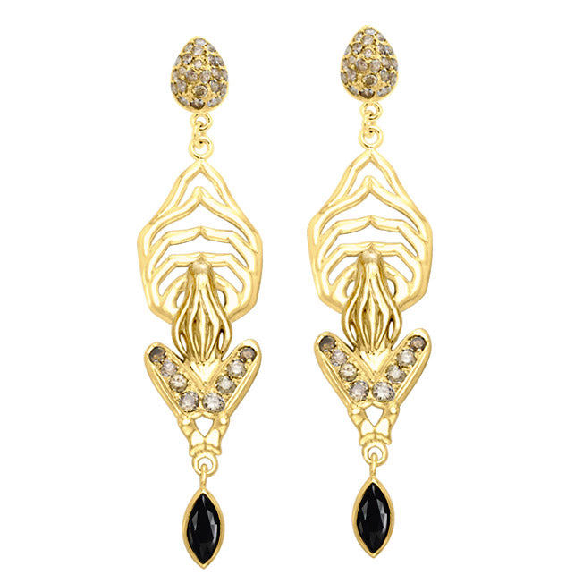 Unparalleled Elegance Dali-inspired fine Solid Yellow Gold Earrings GER519