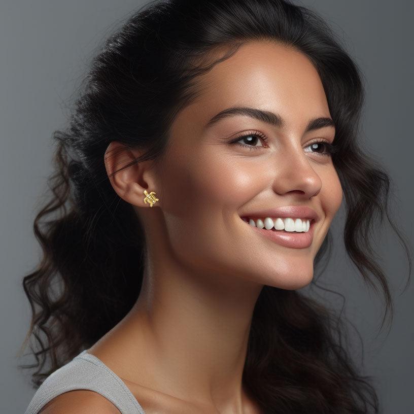 14 Karat Gold Turtle Post Earrings GJE206 - Jewelry
