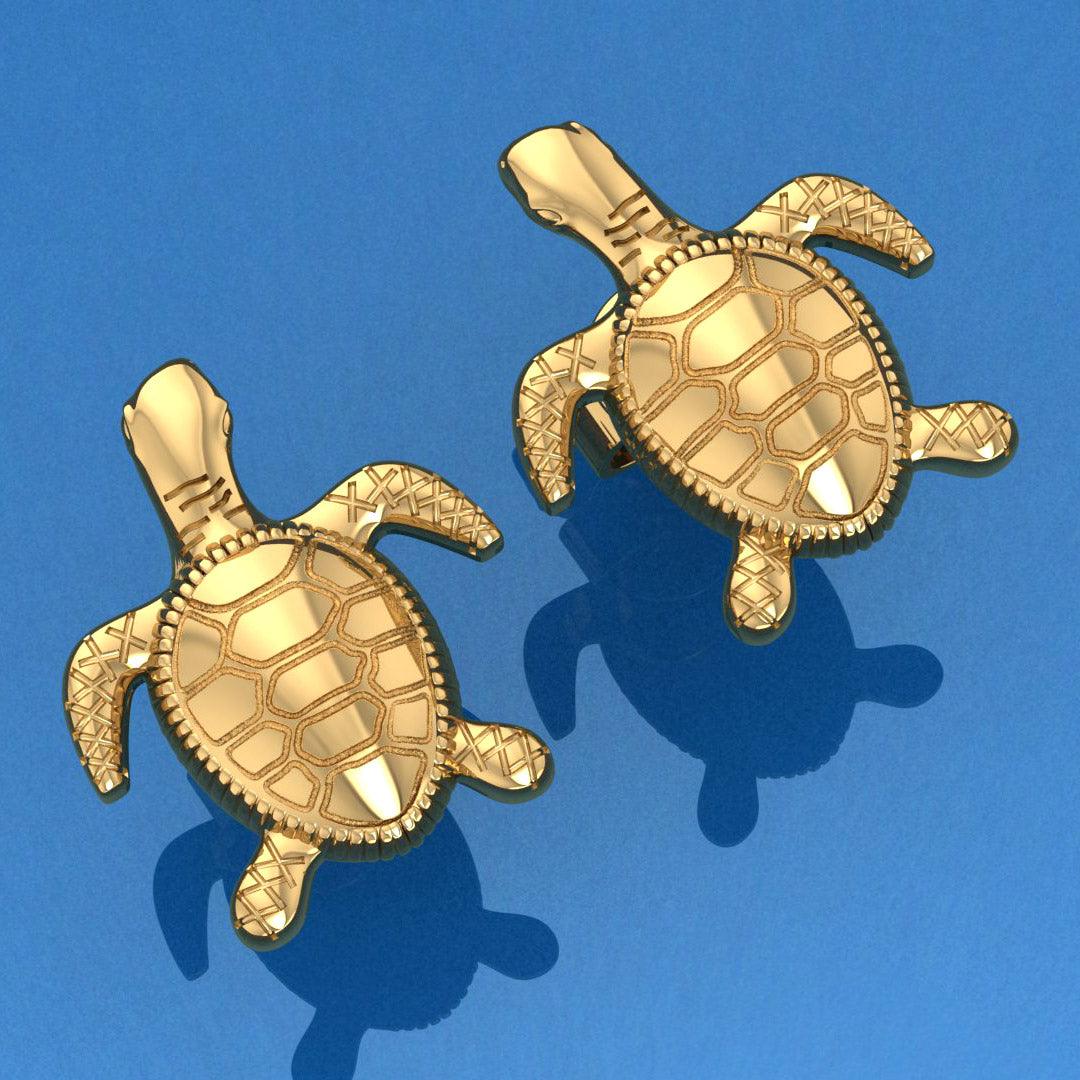 14 Karat Gold Turtle Post Earrings GJE206 - Jewelry