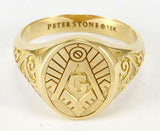Masonic Solid Gold Signet Men Ring GRI1970 - Jewelry