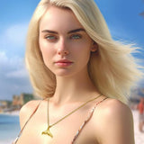 Whale Tail Solid Gold Pendant GMG481 - Jewelry