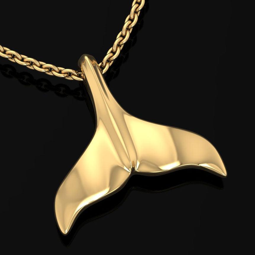 Whale Tail Solid Gold Pendant GMG481 - Jewelry