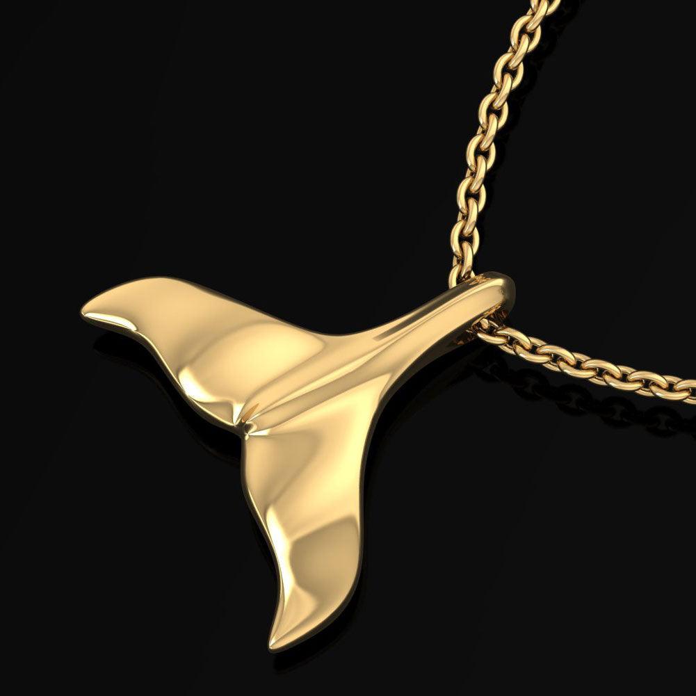 Whale Tail Solid Gold Pendant GMG481 - Jewelry