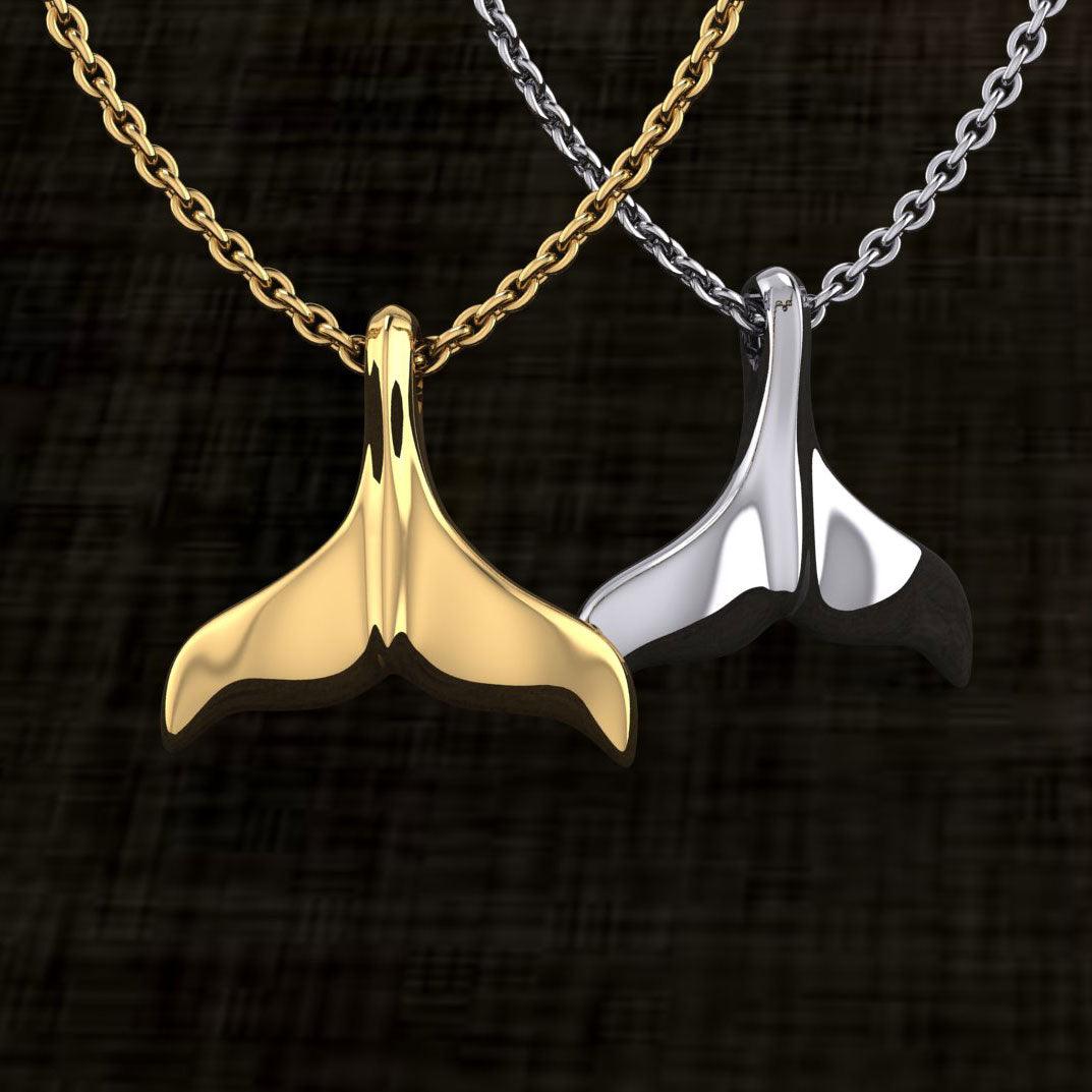 Whale Tail Solid Gold Pendant GMG481 - Jewelry