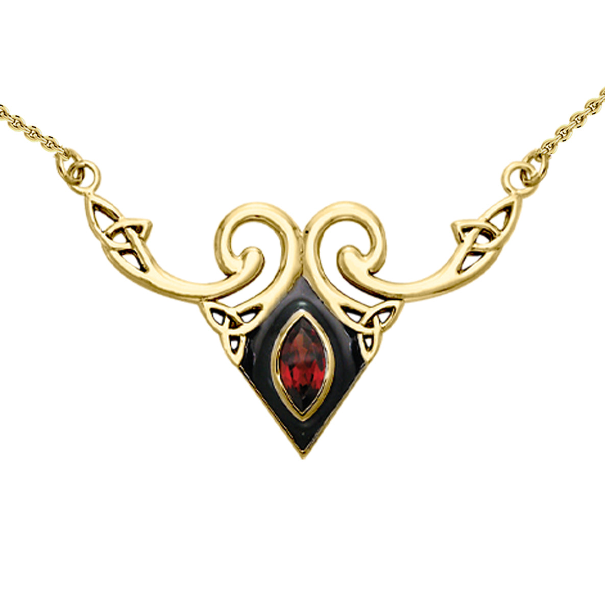 A gift of the world Solid Yellow Gold Celtic Triquetra Necklace with Gemstone GNC159