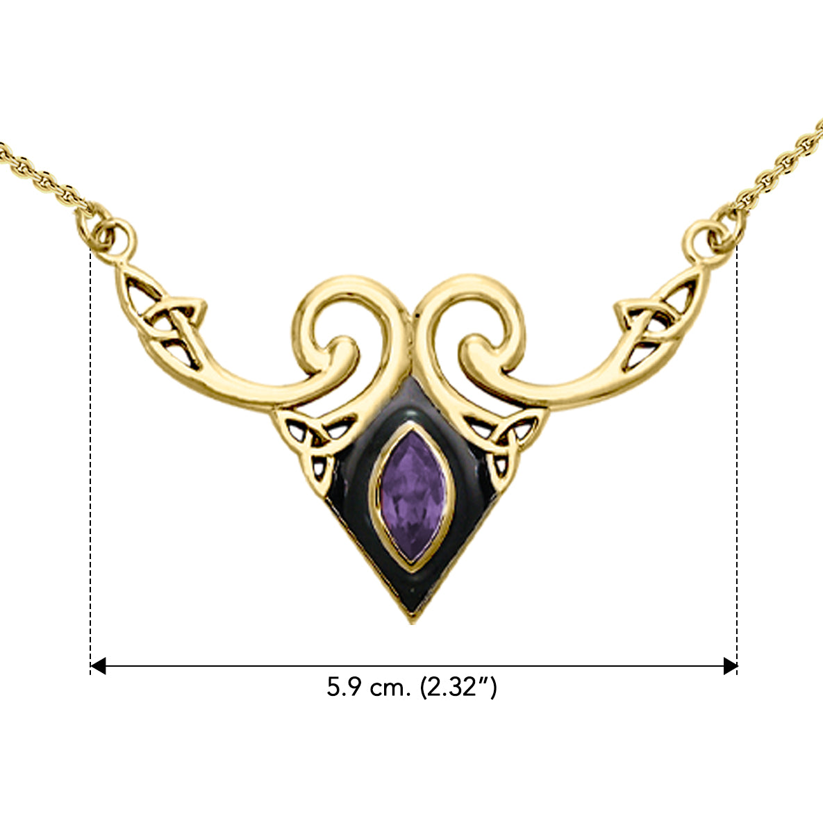 A gift of the world Solid Yellow Gold Celtic Triquetra Necklace with Gemstone GNC159