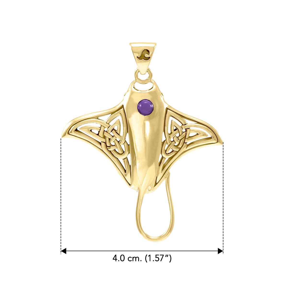 Grant the positive energy Solid Yellow Gold Manta Ray Pendant Jewelry with Gemstone GPD072