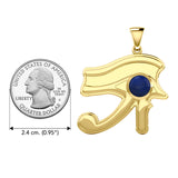 Udjat Solid Yellow Gold Pendant with Stone Eye by Oberon Zell GPD1068
