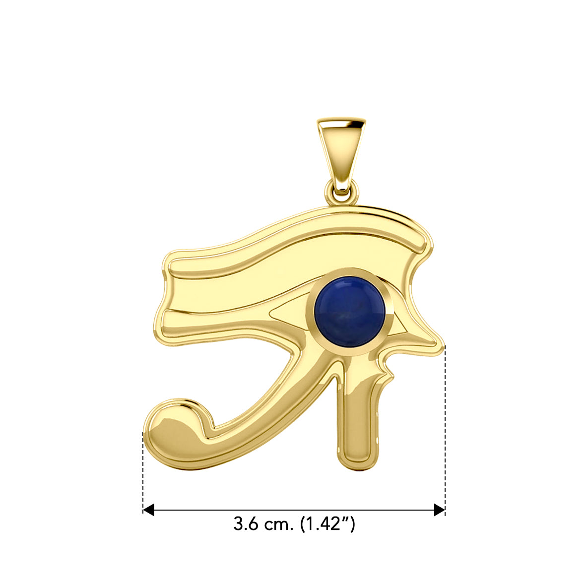 Udjat Solid Yellow Gold Pendant with Stone Eye by Oberon Zell GPD1068