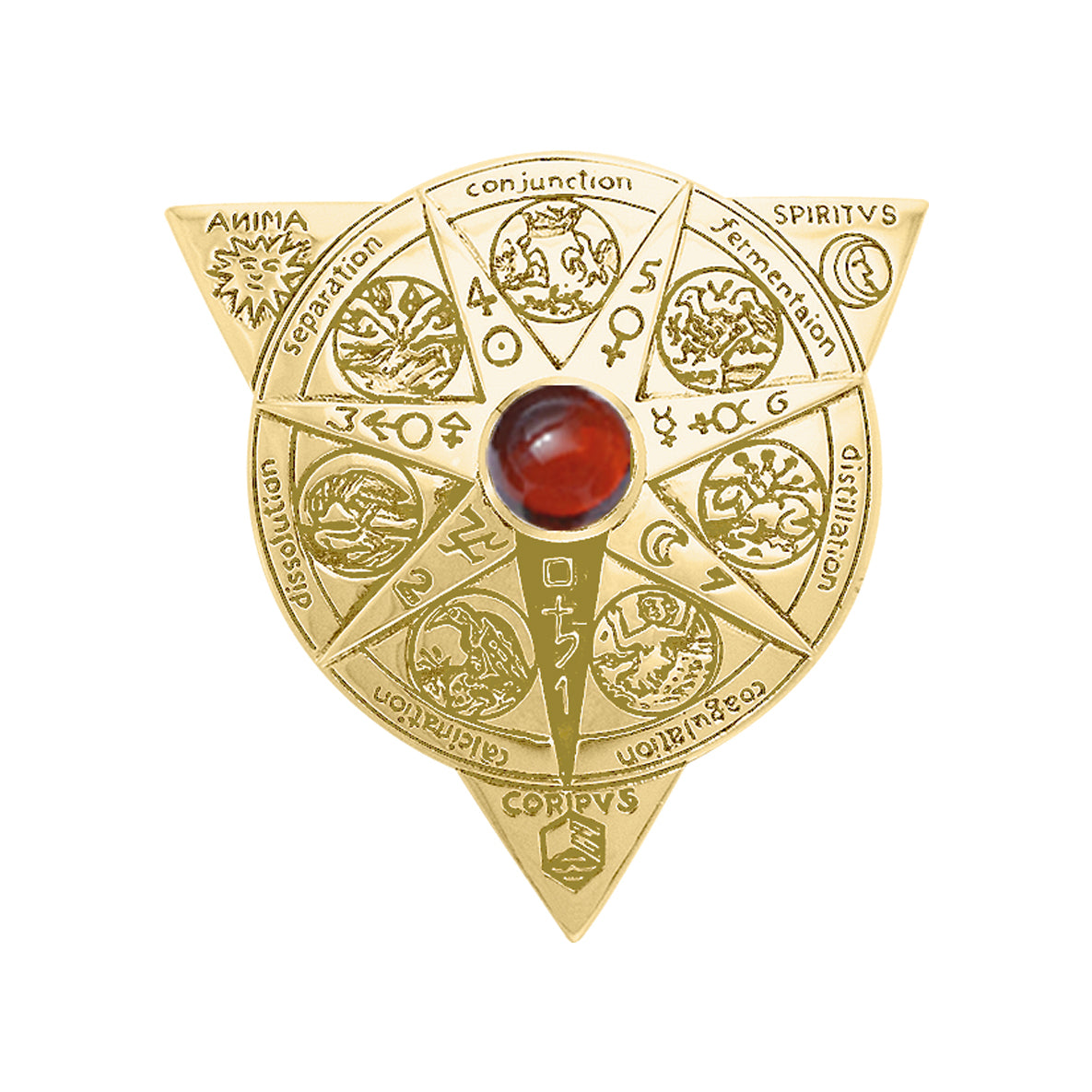 Beyond the Wonderful Transformation in Alchemical Mandala Solid Yellow Gold Pendant GPD1123