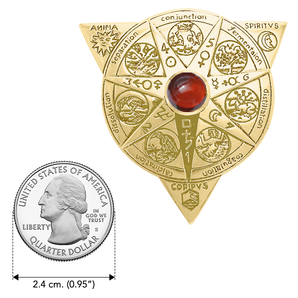 Beyond the Wonderful Transformation in Alchemical Mandala Solid Yellow Gold Pendant GPD1123