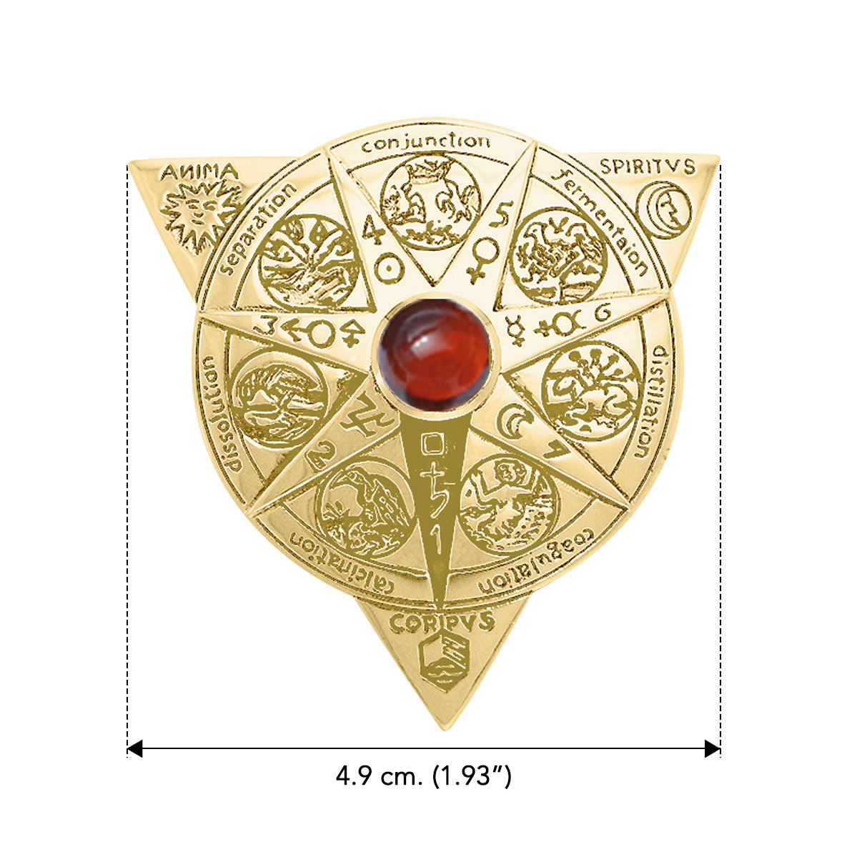 Beyond the Wonderful Transformation in Alchemical Mandala Solid Yellow Gold Pendant GPD1123