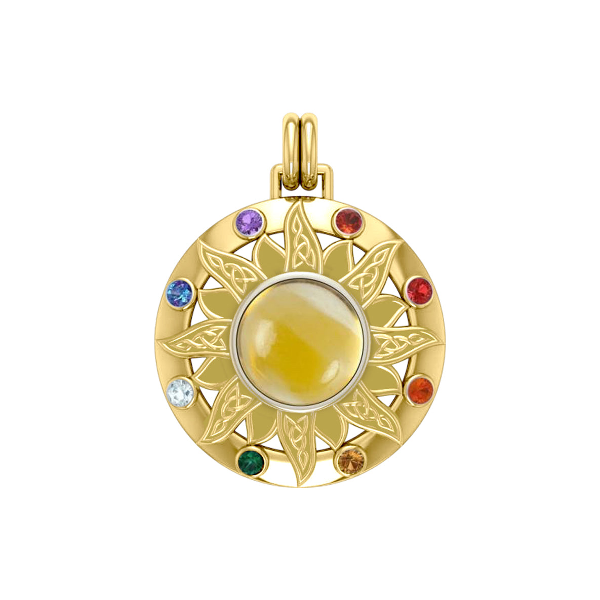 Celtic Triskele Sun Solid Yellow Gold Pendant GPD1267