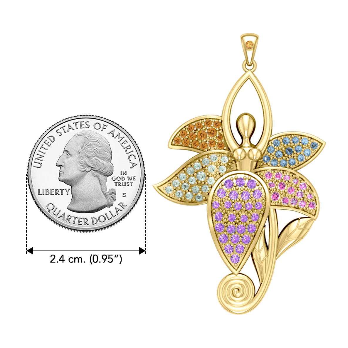 Dancing Lotus Solid Yellow Gold Pendant GPD1557