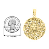 Celtic Triple Spiral Sun Disk Solid Yellow Gold Pendant GPD1581