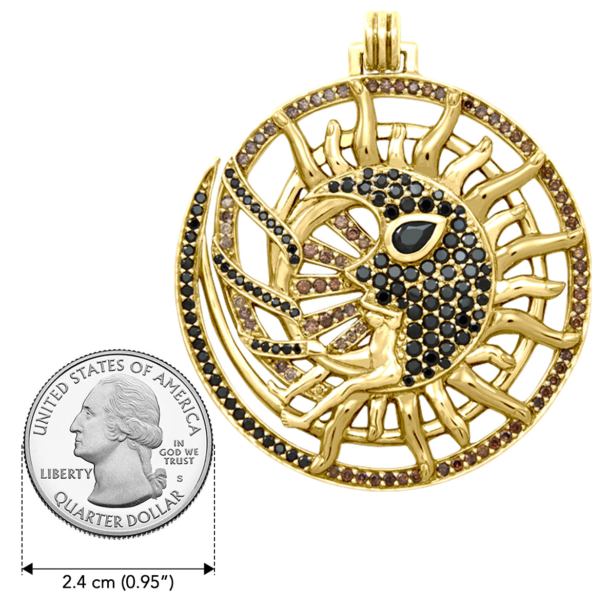 Walk in the Sun path Dali-inspired Solid Yellow Gold Jewelry Pendant GPD2652